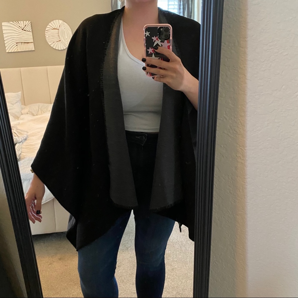 Sweater Poncho Cape Open Front Blanket Shawl/Wrap